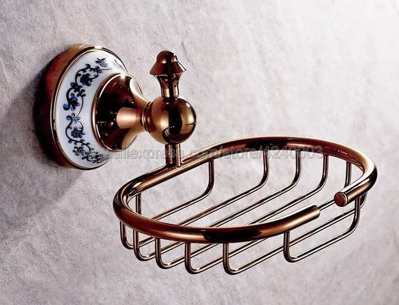 Soap Dish Holder Розовое золото, медная и фарфоровая основа, аксессуары для ванной комнаты, Полка для полотенец, держатель для полотенец, держатель для бумаги, тканевый крючок, аксессуары для ванной комнаты Kxz032 - Цвет: Soap Dish Holder