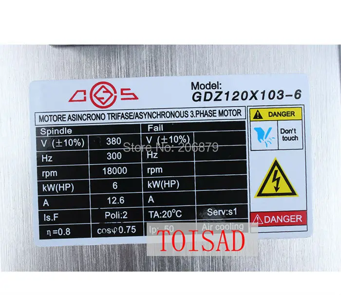 CNC воздушное охлаждение 6 кВт ER32 220 В/380 В квадратный шпиндель мотор деревянный Рабочий с воздушным охлаждением мотор шпинделя 4 подшипника GDZ120* 103-6
