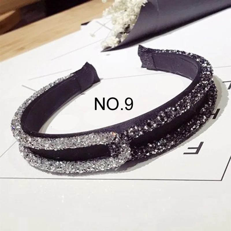 NO.9 New Fashion Rhinestone Crystal Cross Hair Bands Unique Design Wide Hairband Headbands for Women Girl Shiny Hoop Hair Accessories - Цвет: NO.9