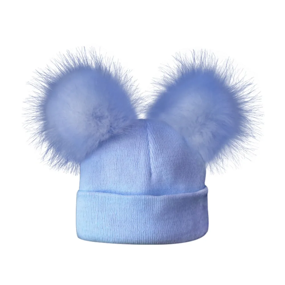 2017 зимняя вязаная шапка из искусственного меха енота для маленьких девочек и