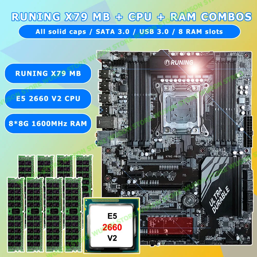 Новинка! Runing Super ATX X79 LGA2011 материнская плата 8 разъемов DDR3 DIMM max 8*16G память Xeon E5 2660 V2
