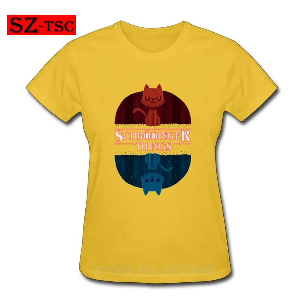 Летняя новая модная женская футболка с новым рисунком Schrodinger Cat Things Stranger Things Печатные Топы с короткими рукавами крутые футболки - Цвет: 2