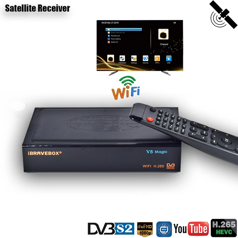 HD цифровой приемник спутниковый ресивер DVB S2 H.265 IPTV M3U ТВ DDR2 2 Гб PowerVu DRE Biss ключ FTA