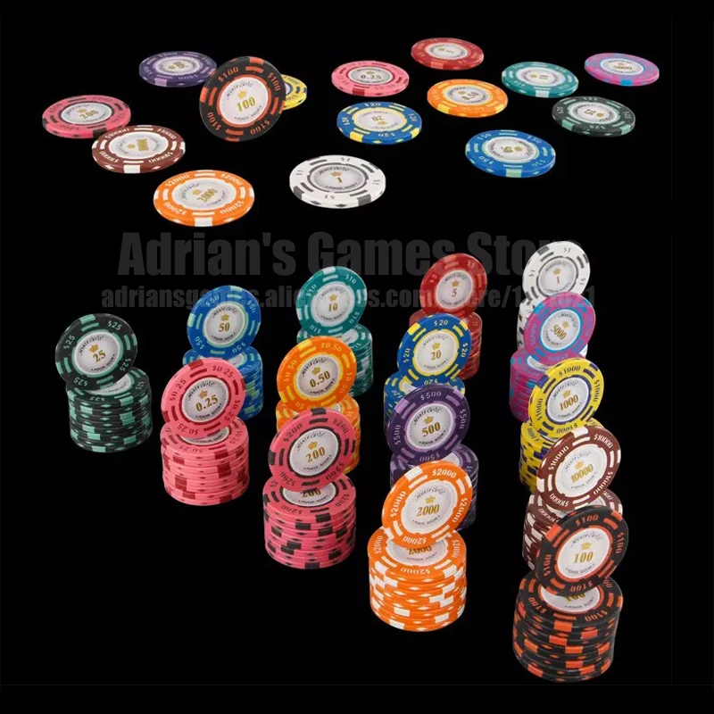 100 шт Монте Карло покерные фишки набор казино азартные игры маркер 14 г глина со