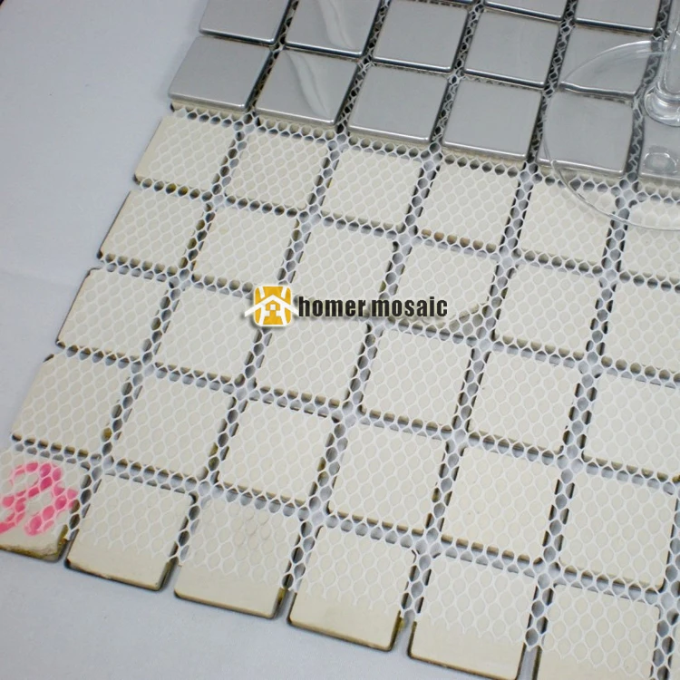 25 мм квадратная форма Глянцевая готовая нержавеющая сталь металлическая мозаика