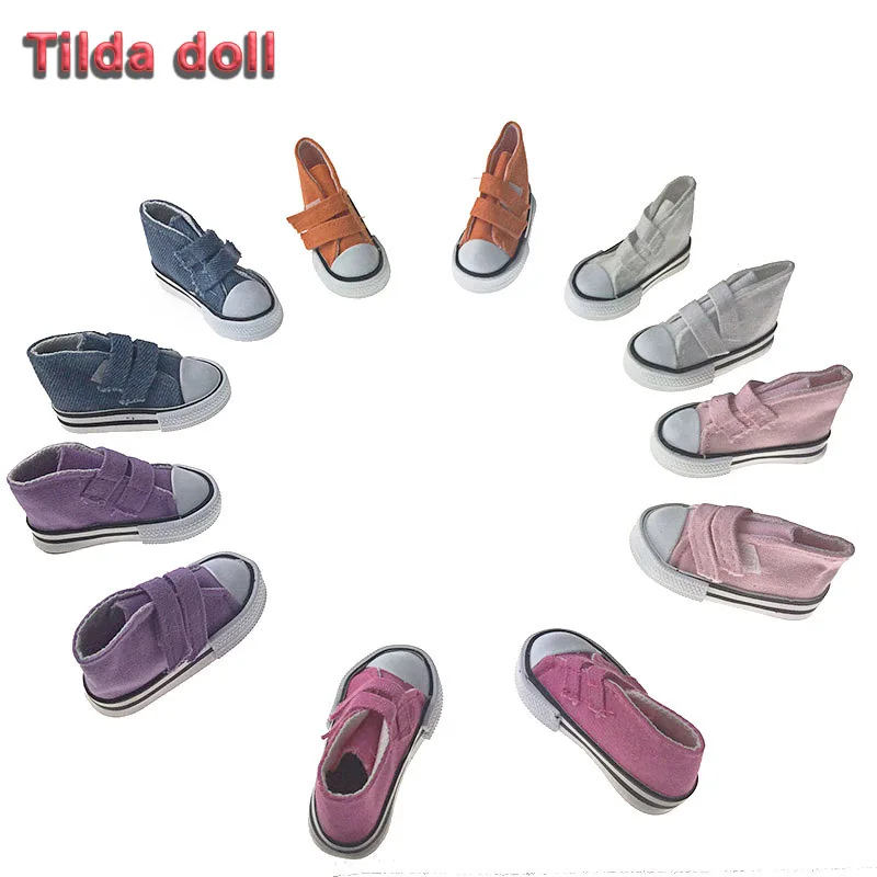 Tilda Doll Accessories Assorted Colors 7.5cm Canvas Shoes For 1/4 BJD &amp Mini sneaker &amp16 Inch Sharon doll Boots | Игрушки и хобби
