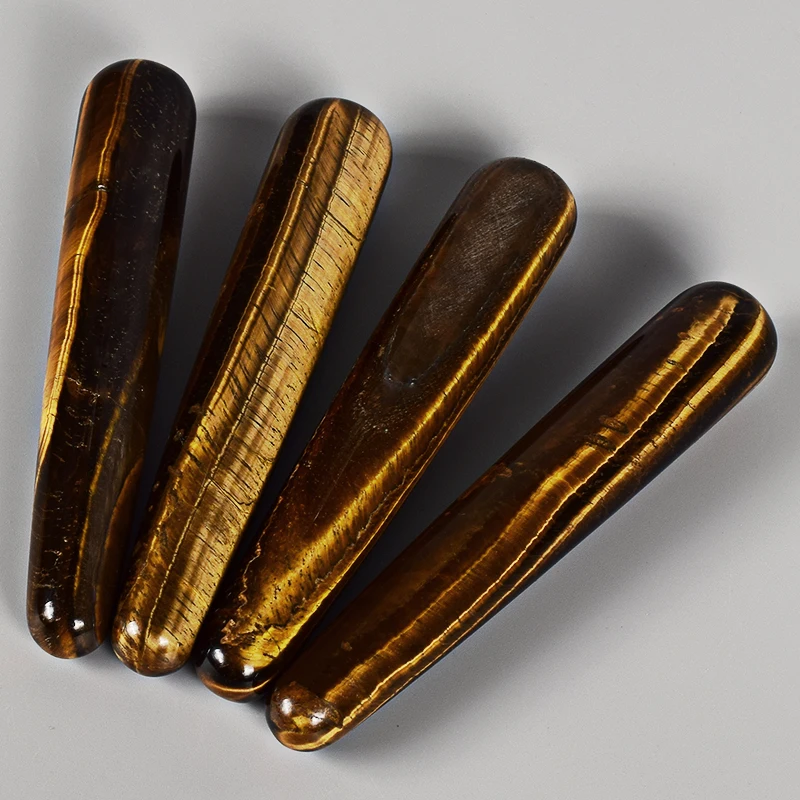 Природный кристалл тигровый глаз массаж палочка расслабляющий Acupoint Point Stick Рейки
