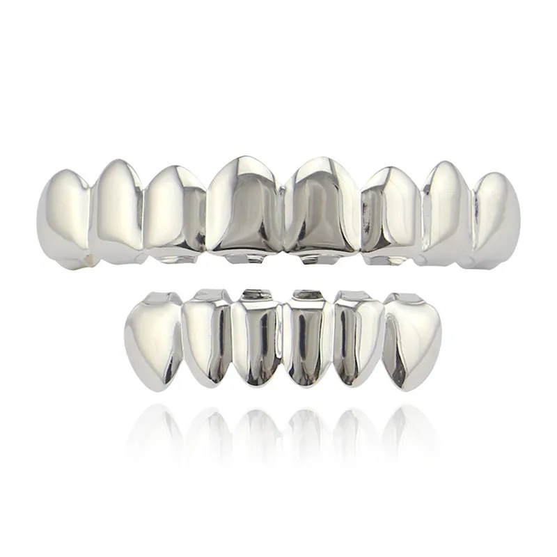 Silver Sets Хип-хоп ЗУБЫ Grillz Топ снизу золотые грили стоматологические Хэллоуин вампирский зуб шапки Косплей Рэппер рот ювелирные изделия вечерние XHYT1014-G - Окраска металла: Silver Sets