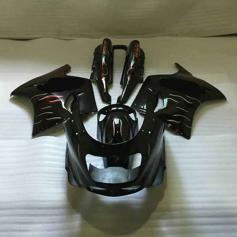 Пламя Красный черный обтекатель комплект для KAWASAKI Ninja ZZR1100 93 99 00 01 03 ZZR 1100 ZX11 1993 2001 2003 ABS Обтекатели+ 7 подарки KM13
