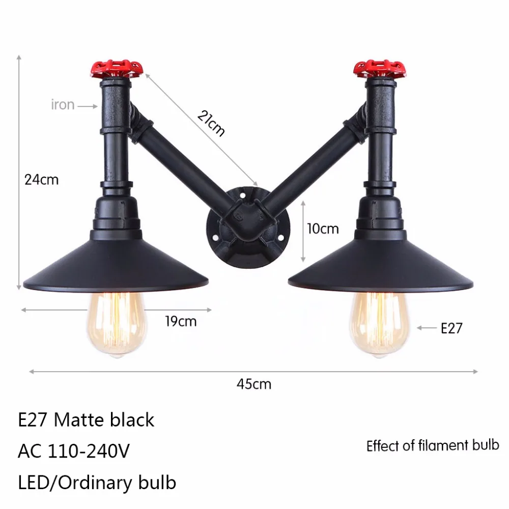 Винтажная настенная лампа с железной окраской типа M E27 LED 220V для помещений