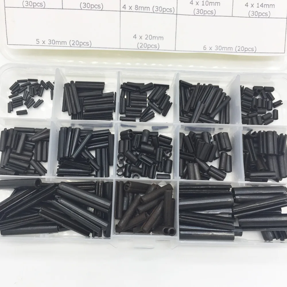 360 шт. стальной разделенный пружинный дюбель Натяжной роликовый штифт набор