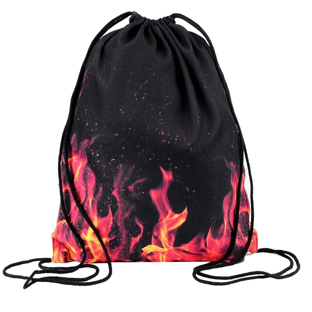 #50 Новинка Мода Досуг унисекс нетканые сумки Drawstring сумка 3D цифровой принт букет