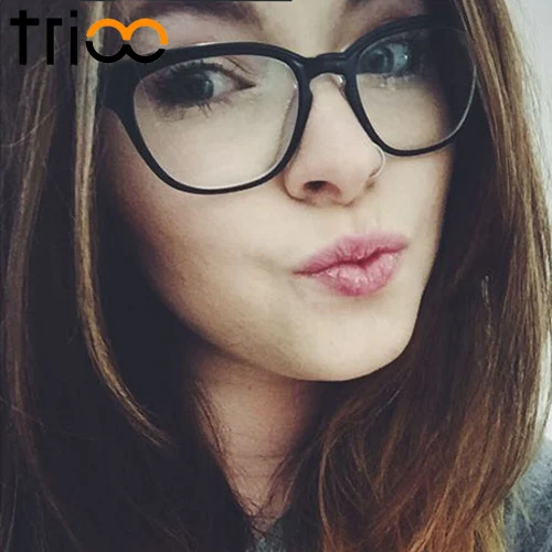 Женские очки с прозрачными линзами TRIOO модные черные оптические высокого