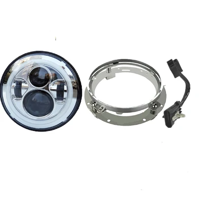 Chrome lamp and ring Черный мото светодиодный головной светильник 7 ''фара двигателя ангельские глазки с 4,5" светодиодный противотуманный светильник moto rcycle 7 ''кронштейн для Touring Trike Softail - Цвет: Chrome lamp and ring