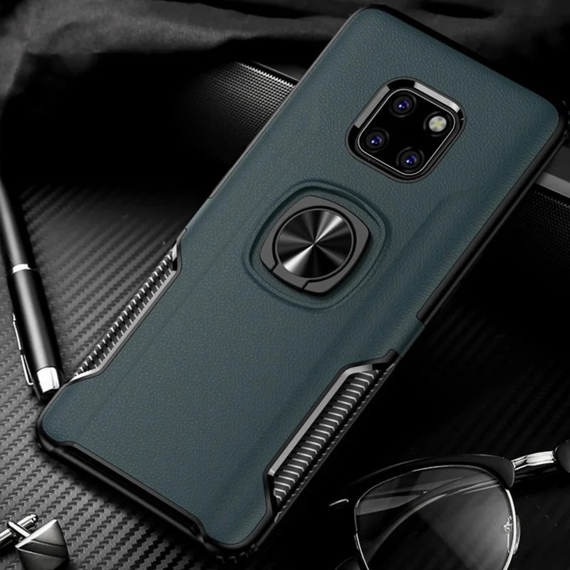Невидимый кронштейн Чехлы для huawei P30 P20 Коврики 20 Pro Lite 20X Nova 3 3i 4 Honor 8X V20 10Lite PSmart Y9 FingerRing крышка - Цвет: Blue