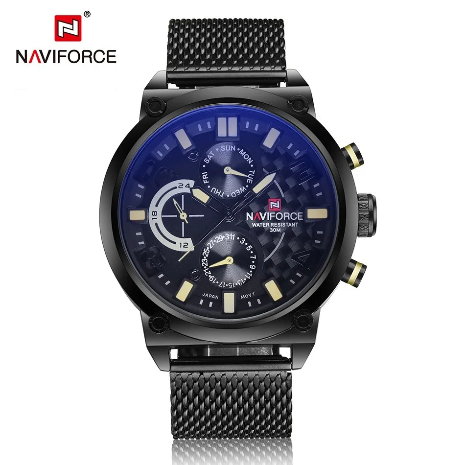 NAVIFORCE люксовый бренд, полностью стальные мужские часы, мужские кварцевые часы, 24 часа, часы с датой, мужские спортивные военные наручные часы, Relogio Masculino