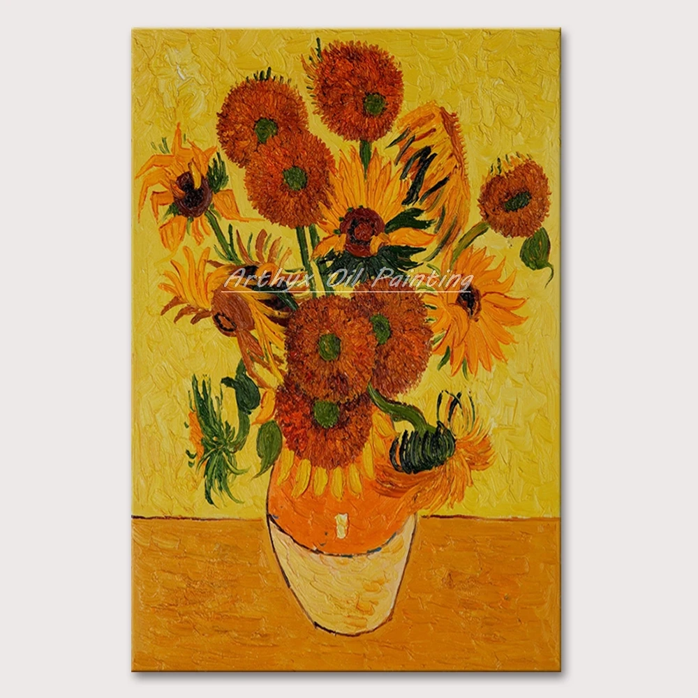 

Arthyx Hand-painted Flowers Oil Painting On Canvas Vincent Van Gogh Sunflowers Paintings Modern Home Decoration Wall Art Picture