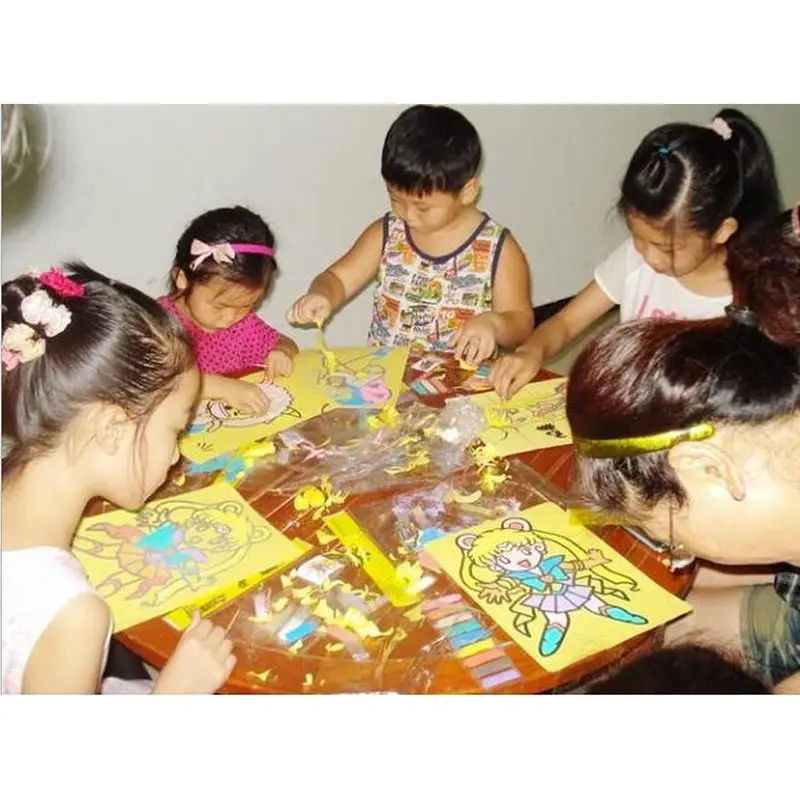 Мультяшный DIY песок живопись искусство Рисование Искусство обучение для детей