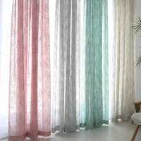 beautiful double color woven nordic style decorative cloth curtain fabrics curtains for living room cortina sheer tulle