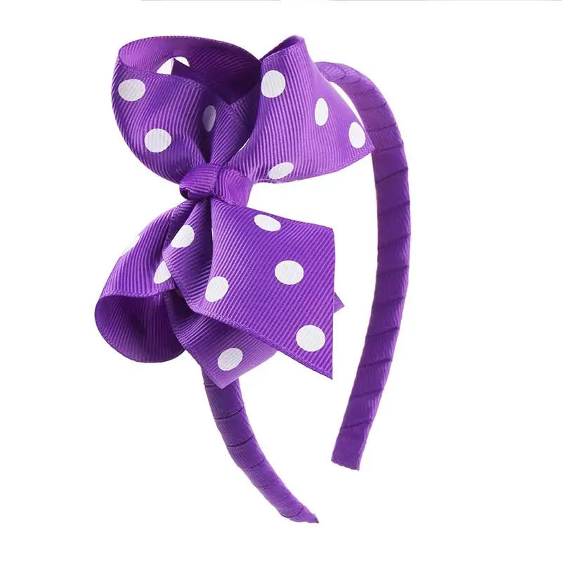Purple A Новинка, 98 цветов, повязка для волос с бантом для девочек, детская цельная повязка для волос с корсажной лентой ручной работы, аксессуары для волос в горошек, головной убор - Цвет: Purple A