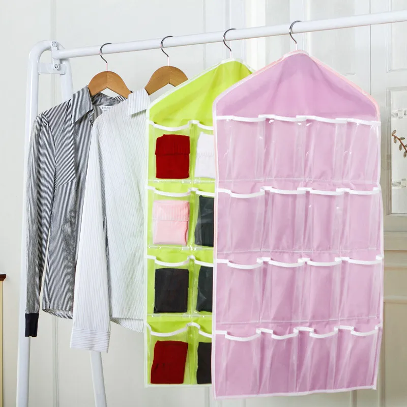 16 карманов складной шкаф Висячие Сумки носки трусы Органайзер Одежда Вешалка