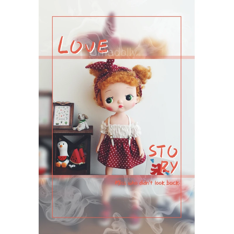 1 шт. Милая юбка на подтяжках в горошек для Azone, Blyth, Licca, OB11, Holala, Ixdoll кукольная одежда с открытыми плечами аксессуары для рубашек
