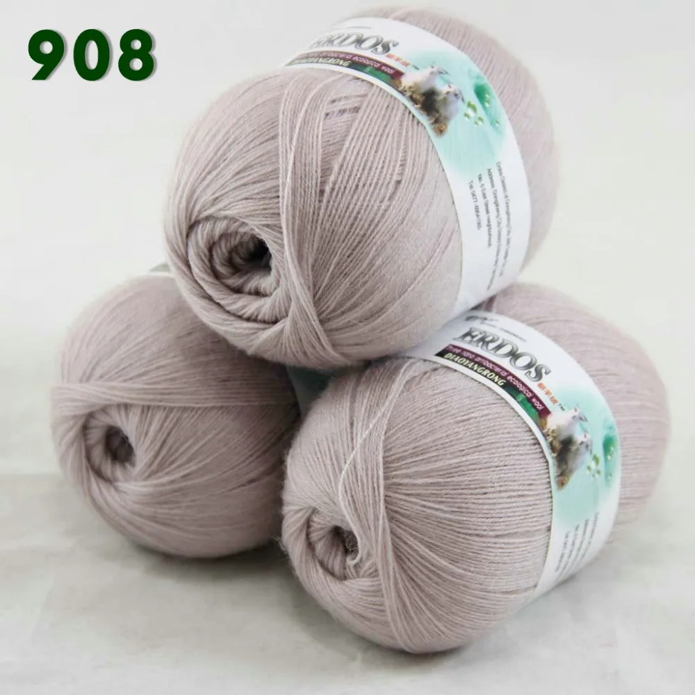 Лот из 3 мотков тонкая кружевная Мягкая шерстяная акриловая кашемировая пряжа