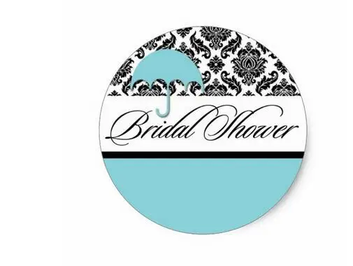

1.5inch Aqua Damask Bridal Shower Seals Stickers