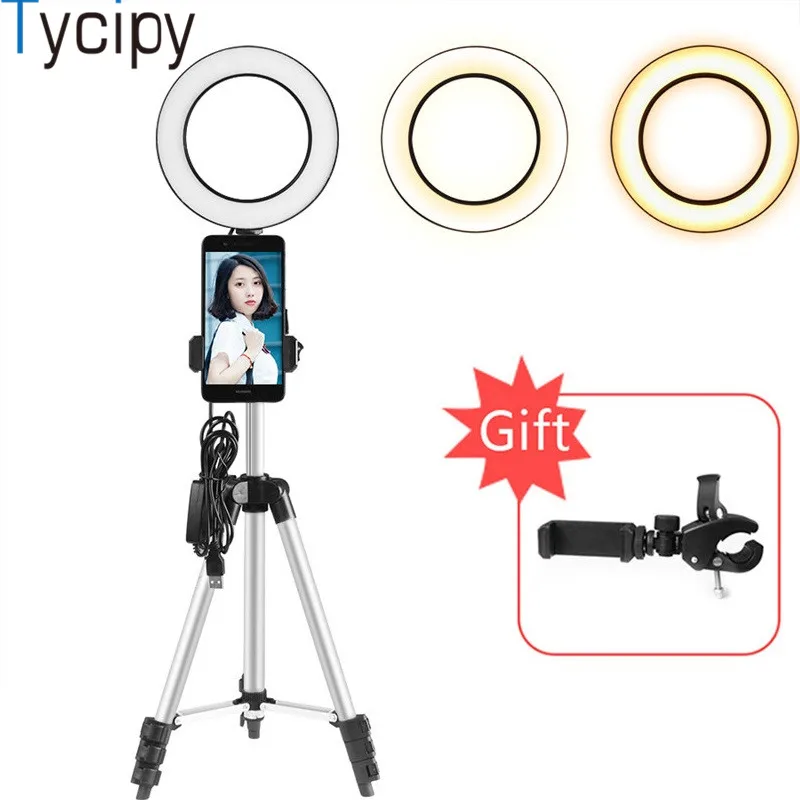Tycipy 14 см USB кольцевой светильник для iPhone X 8 7 6 Dimmable Selfie светодиодный фонарь