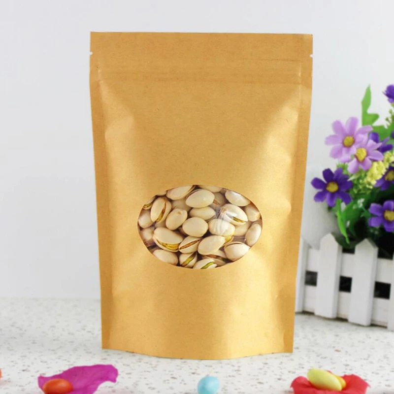 Пакеты для пищевых продуктов из крафт бумаги Многоразовые со стоячим замком и