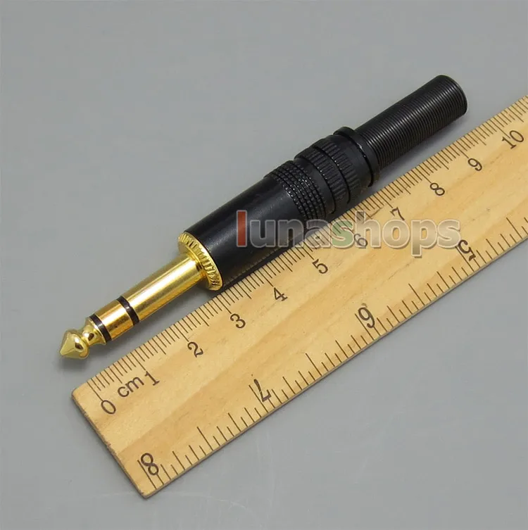 

LN004132 Black Stereo Male Plug Audio Cable Connector 6.5mm DIY adapter