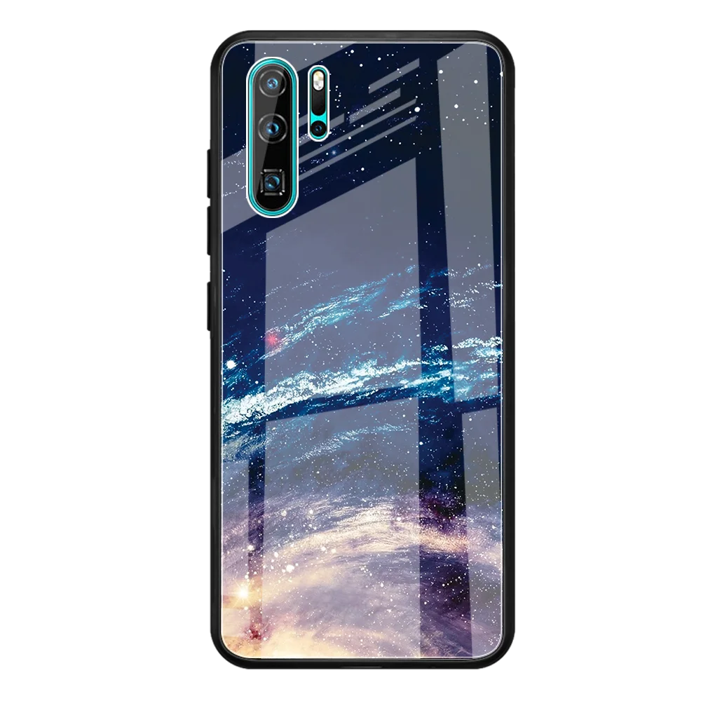15 Чехол из закаленного стекла с изображением Луны и космоса для huawei P20 Lite P20 Pro P30 Lite P30 Pro, силиконовый чехол для телефона с рисунком - Цвет: 15