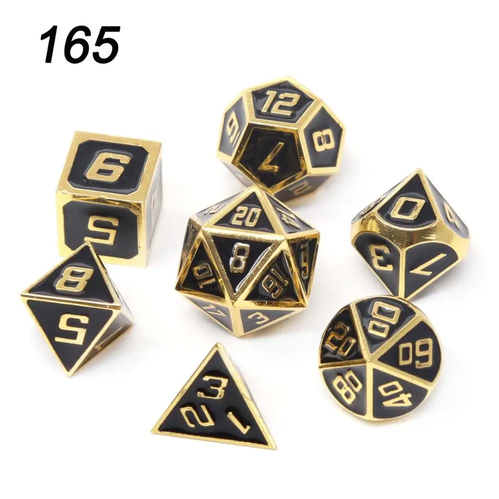 Chengshuo двухцветные металлические игральные кости DND наборы rpg многогранные металлические d& d красные настольные игры цинковый сплав цифровые подземелья и дракон d20 - Цвет: 165