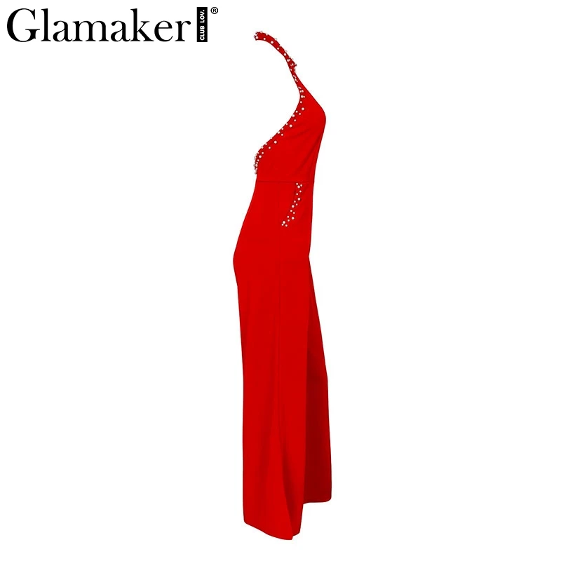 Glamaker элегантный жемчужный Женский Повседневный комбинезон широкие комбинезоны и комбинезоны комбинезон пикантный комбинезон с открытой спинкой Летний комбинезон