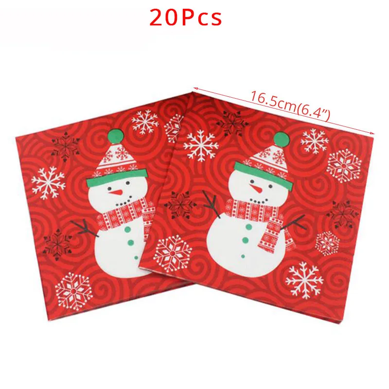 xmas napkins-9 WEIGAO 20 шт Рождественский Санта Клаус/Снеговик бумажные салфетки для декупажа день рождения декоративная ткань салфетки - Цвет: xmas napkins-9