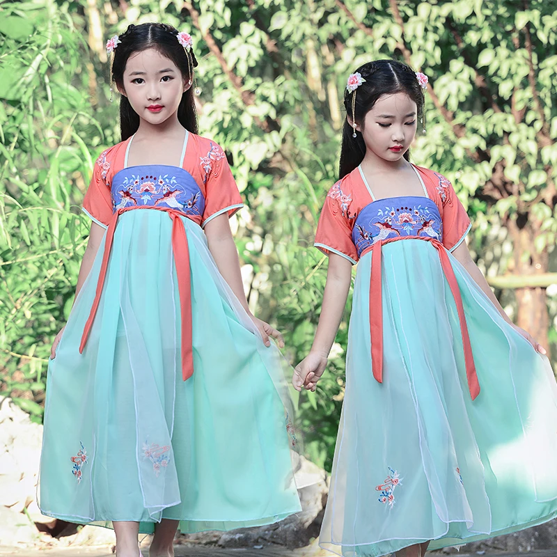 Chinese Ethnic Vintage Clothes Hanfu Dress For Girls Elegant China National Costume Fairy Baby Princess Girl Tang Suit | Детская одежда