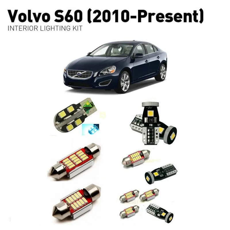 

Led interior lights For volvo s60 2010+ 10pc Led Lights For Cars lighting kit automotive bulbs Canbus