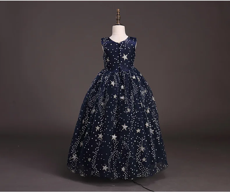 Children Sleeveless Princess Prom Girls Dress Galaxy Sequins Kids Maxi Long Evening Dresses for Party and Elegant | Детская одежда и
