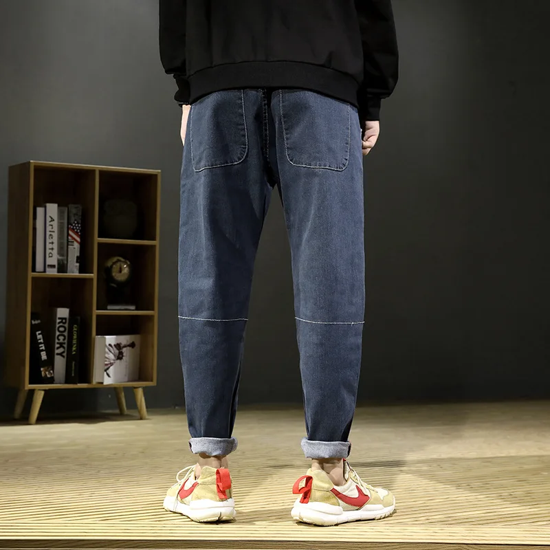 Autumn Winter Men Jeans Harem Pants Thick Loose Spliced Straight Denim Fashion Stretch High Quality Male Washed | Мужская одежда