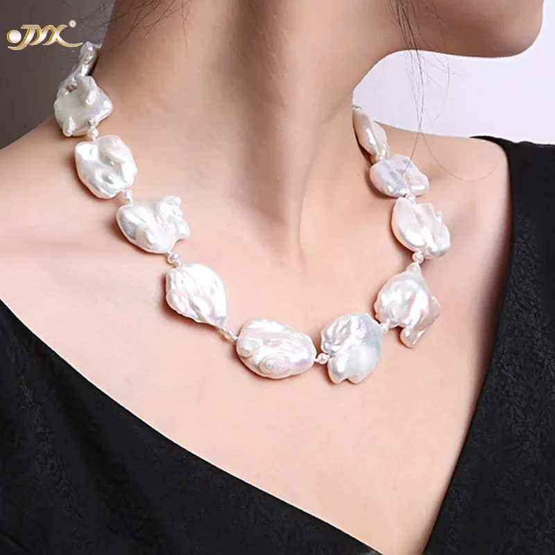 

Жемчужное ожерелье JYX в стиле барокко с изысканным белым пресноводным культивированным жемчугом, Ювелирное Украшение для вечеринки и свадь...