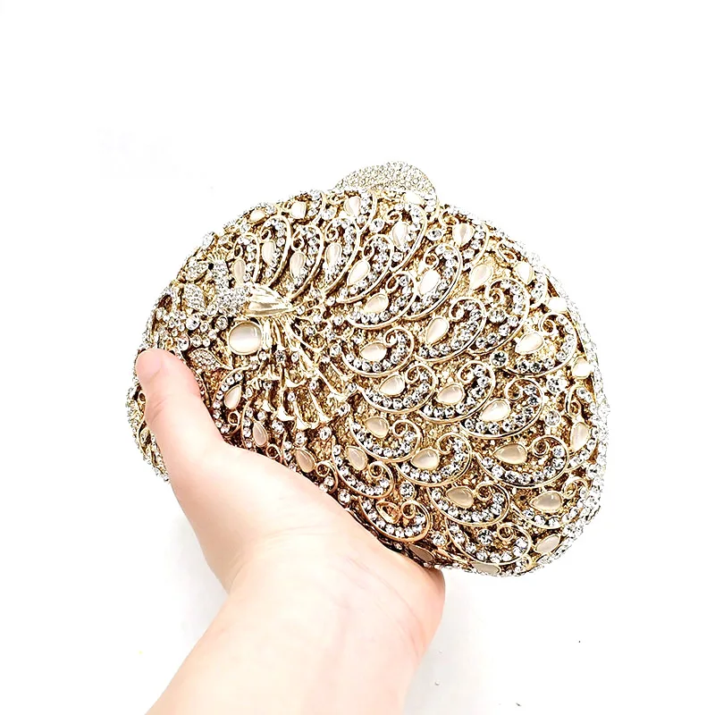 African Bridal wedding party women evening bag diamonds luxury animal peacock gem crystal clutches elegant opal purses | Багаж и сумки