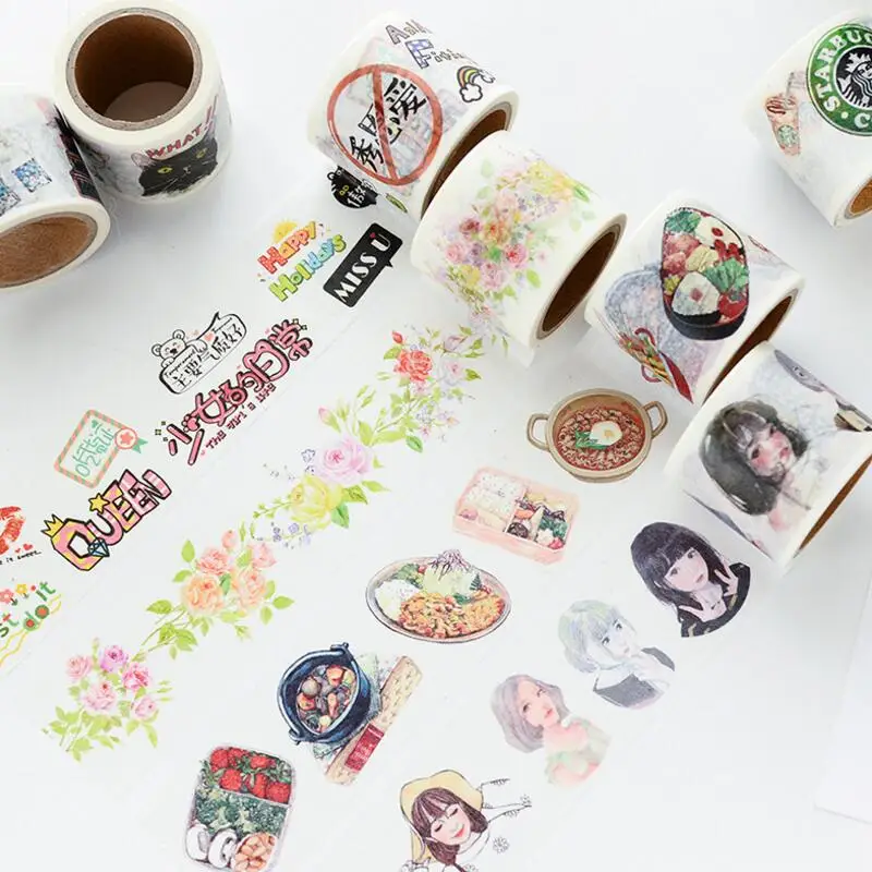 40 мм ширина кавайная девушка кофе Кот здание еды Роскошная Васи Лента