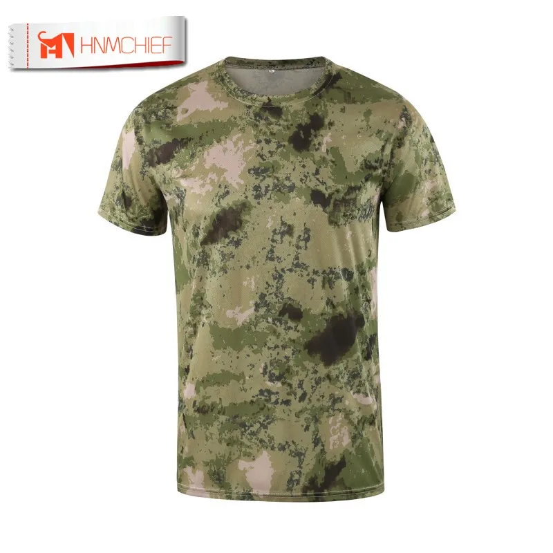 Мужская камуфляжная футболка HNMCHIEF дышащая быстросохнущая одежда для фитнеса