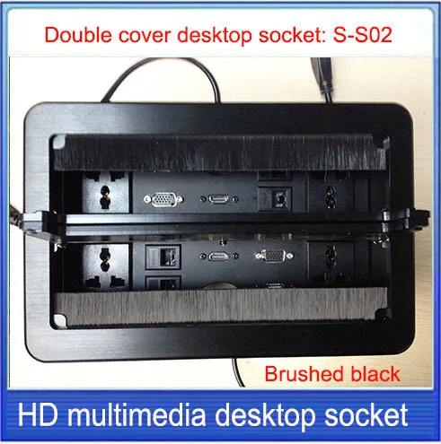 Настольная розетка с двумя щетками/алюминиевая розетка/USB VGA HDMI сеть RJ45 разъем для