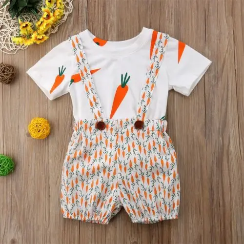 Очень милый детский комплект из 2 предметов нагрудник футболка с морковкой для