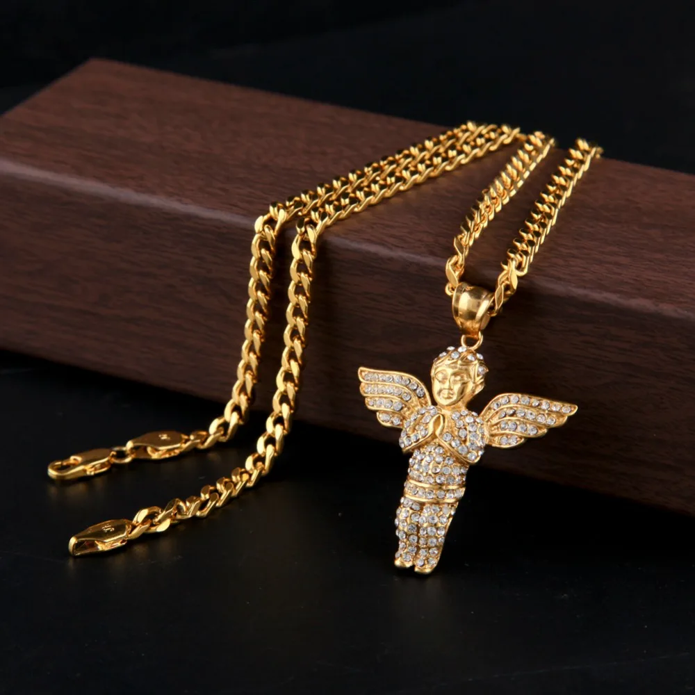 Лидер продаж ожерелье с подвеской в виде микро ангела стиле хип хоп