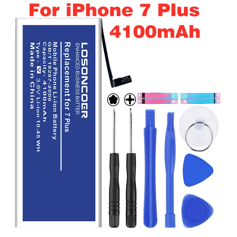 LOSONCOER 4100 mAh батареи мобильного телефона для Apple iphone 7 plus батарея для iphone 7G plus Замена батареи с бесплатным набором инструментов