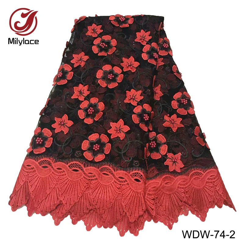 

Bridal lace fabric wholesale embroidery tulle lace fabric high quality african french lace fabric for wedding WDW-74