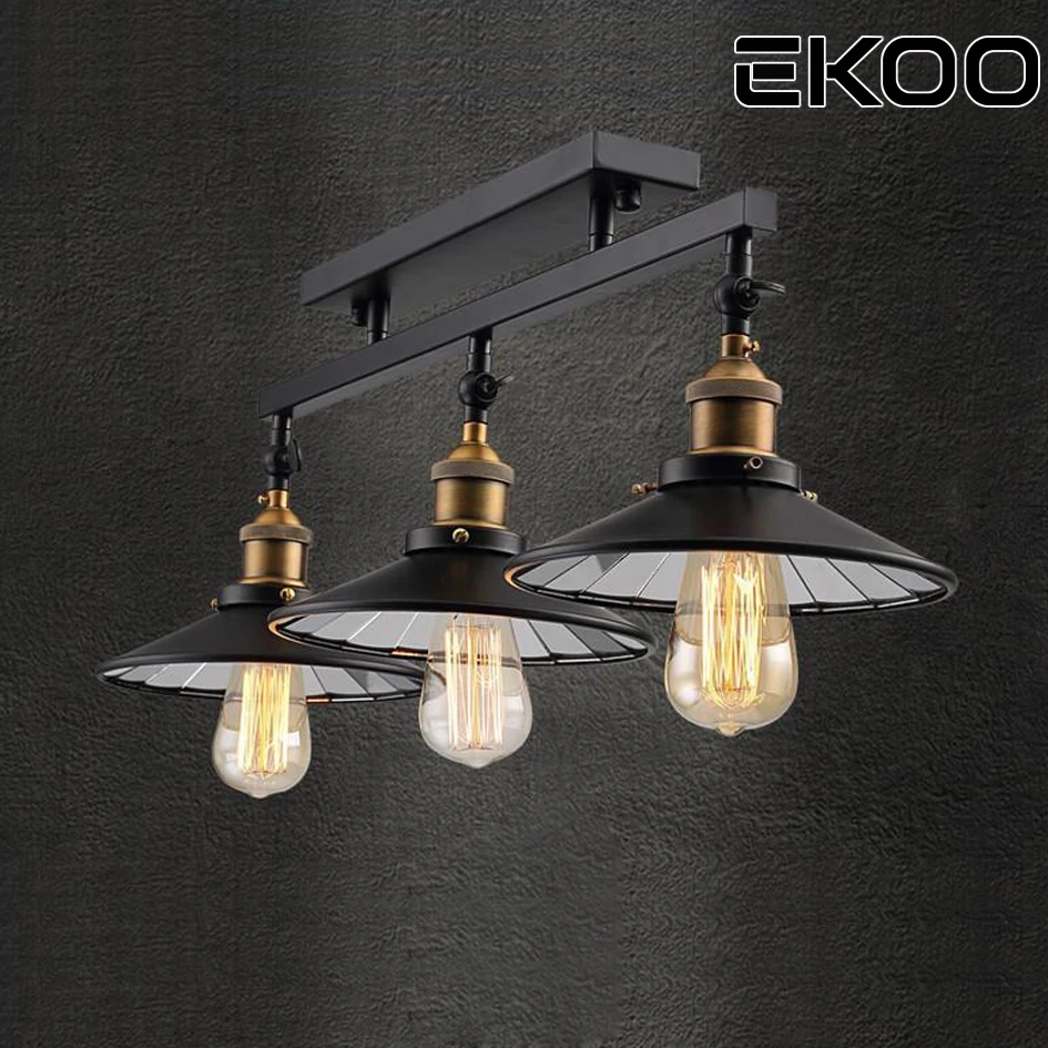 EKOO 3 лампы E27 промышленное крепление осветительная лампа полупрозрачная люстра
