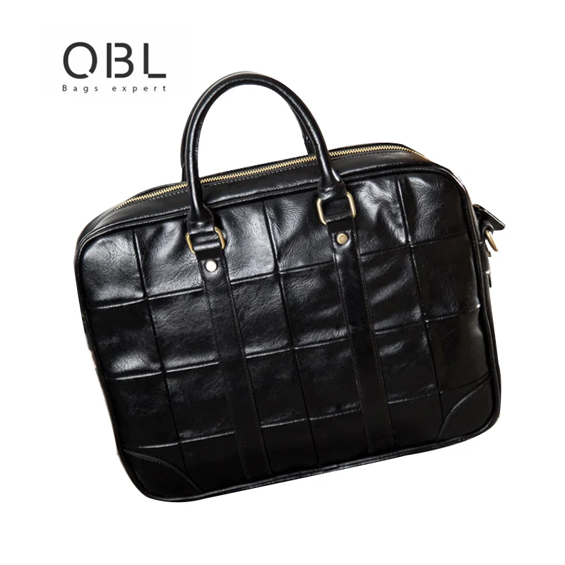 QiBOLu Men Business Handbags Briefcase Bag Male High Quality Dress Shoulder For Men's Solid Leather Laptop Bags | Багаж и сумки